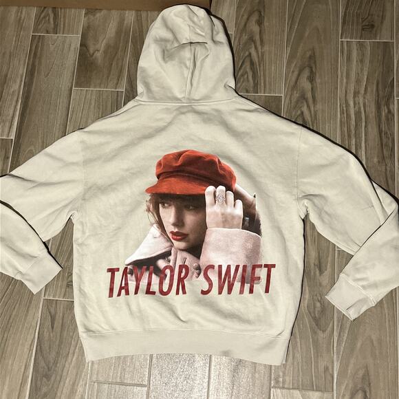 Taylor Swift Tops - Taylor Swift Hoodie Taylor’s Version RED Album Cover Beige Womens Size Large